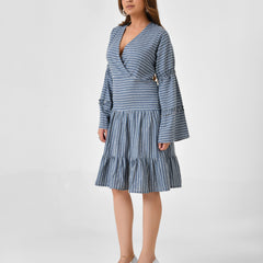 Handloom Cotton Wrap Midi Dress