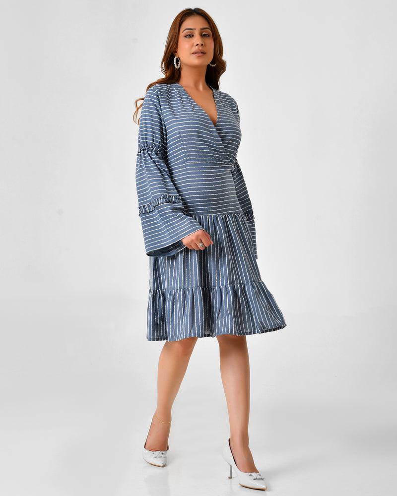 Handloom Cotton Wrap Midi Dress