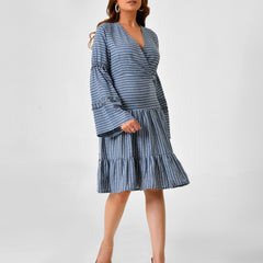 Handloom Cotton Wrap Midi Dress