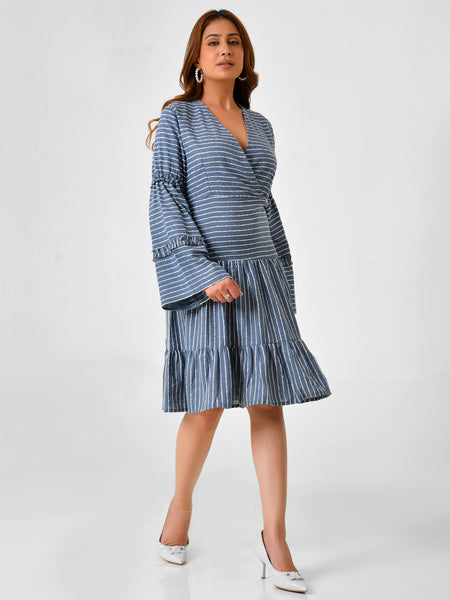 Handloom Cotton Wrap Midi Dress