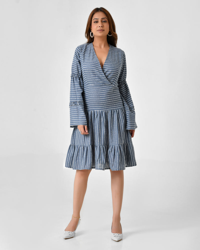 Handloom Cotton Wrap Midi Dress