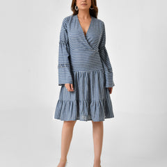 Handloom Cotton Wrap Midi Dress