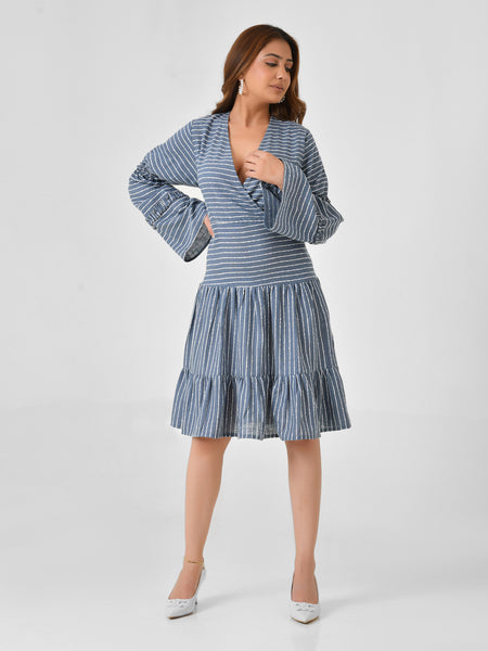 Handloom Cotton Wrap Midi Dress