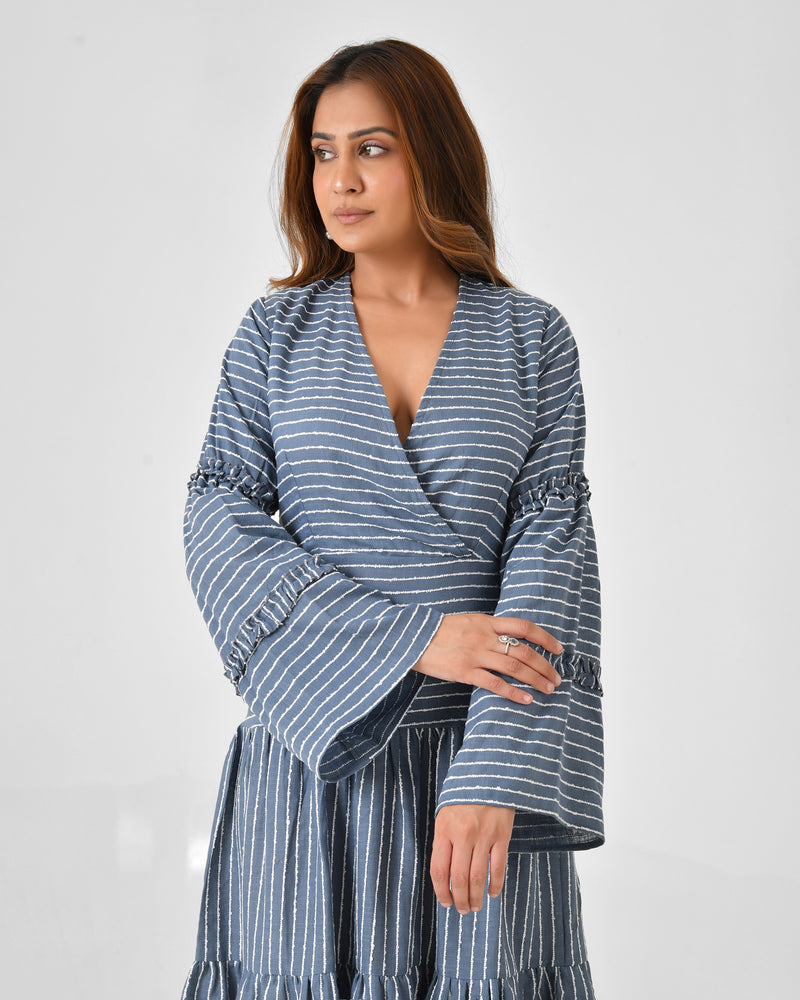 Handloom Cotton Wrap Midi Dress
