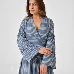 Handloom Cotton Wrap Midi Dress