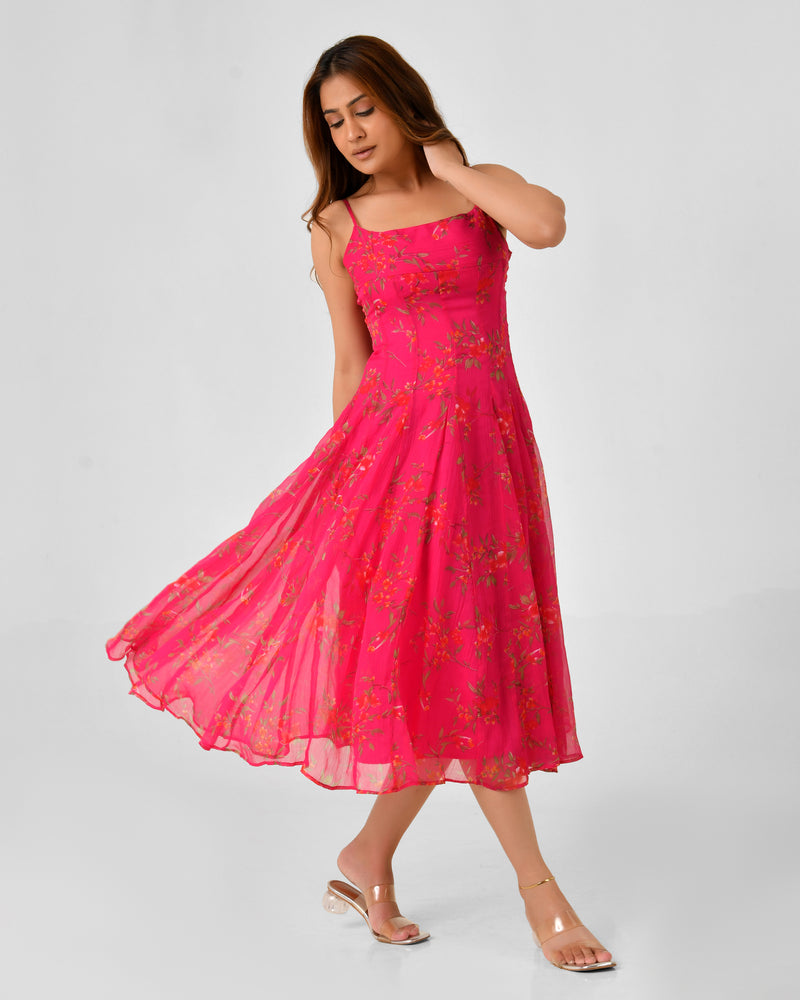 Chiffon Sleeveless Square Neck Dress