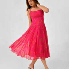 Chiffon Sleeveless Square Neck Dress