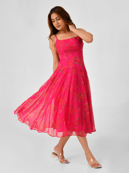 Chiffon Sleeveless Square Neck Dress