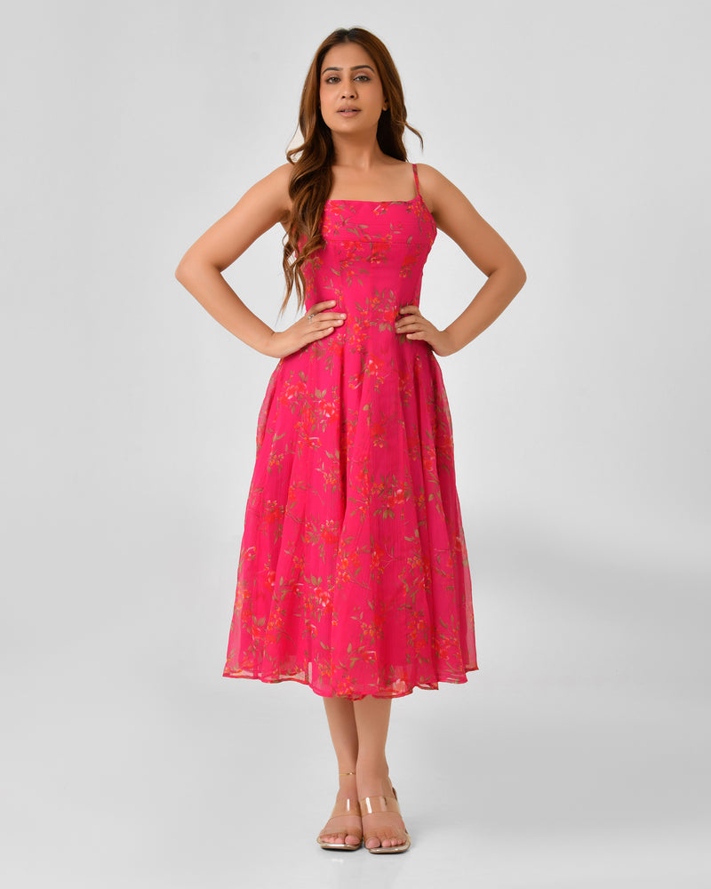 Chiffon Sleeveless Square Neck Dress
