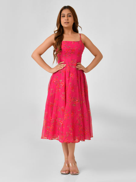 Chiffon Sleeveless Square Neck Dress