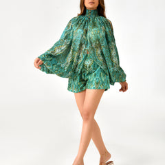 Paisley Floral Printed Blouse & Shorts Co-ord Set