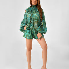 Paisley Floral Printed Blouse & Shorts Co-ord Set
