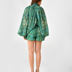 Paisley Floral Printed Blouse & Shorts Co-ord Set