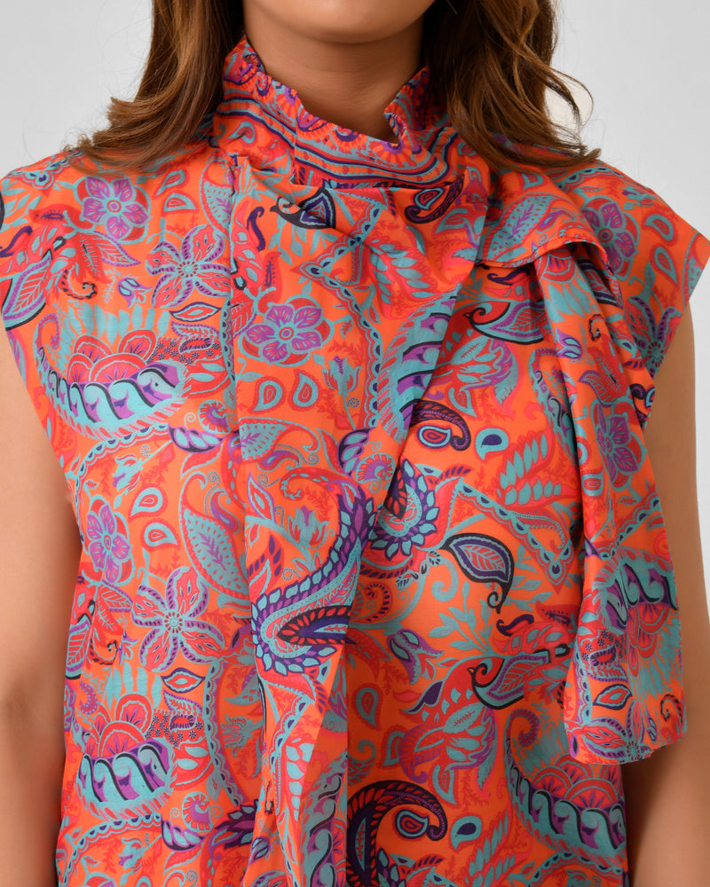 Carmine Floral Printed Blouse & Shorts Co-ord Set