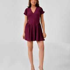 Purple Textured Fit & Flare Mini Dress