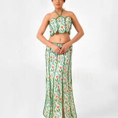 Floral Printed Halter Neck Cotton Co-ord Set