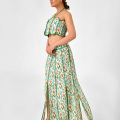 Floral Printed Halter Neck Cotton Co-ord Set