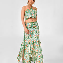 Floral Printed Halter Neck Cotton Co-ord Set