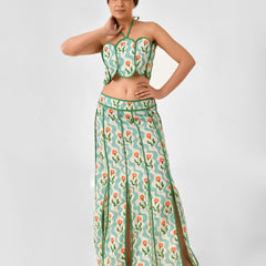 Floral Printed Halter Neck Cotton Co-ord Set