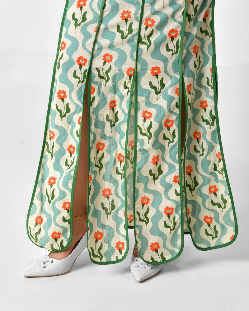 Floral Printed Halter Neck Cotton Co-ord Set