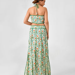 Floral Printed Halter Neck Cotton Co-ord Set