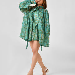 Paisley Floral Blouse & Shorts Co-ord Set