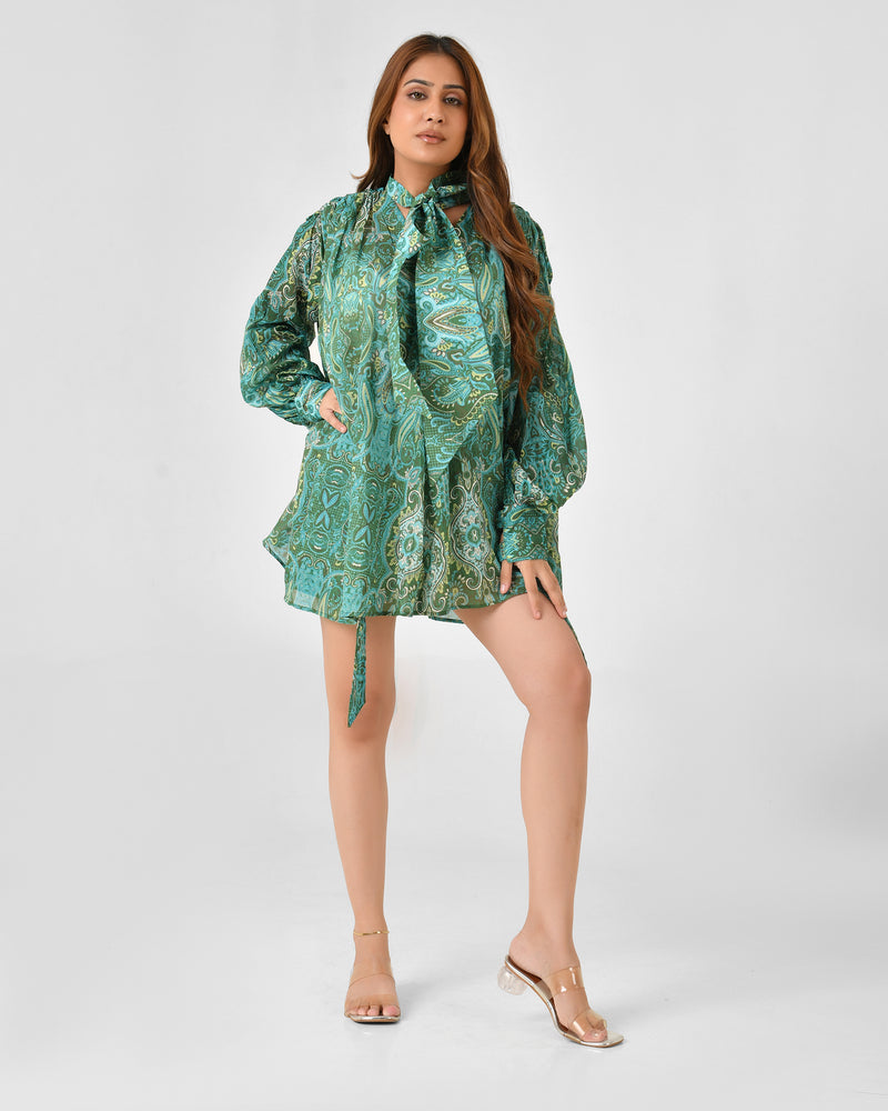 Paisley Floral Blouse & Shorts Co-ord Set