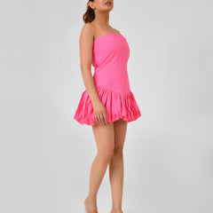 Poplin Square Neck Sleeveless Mini Dress