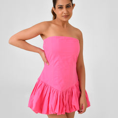 Poplin Square Neck Sleeveless Mini Dress